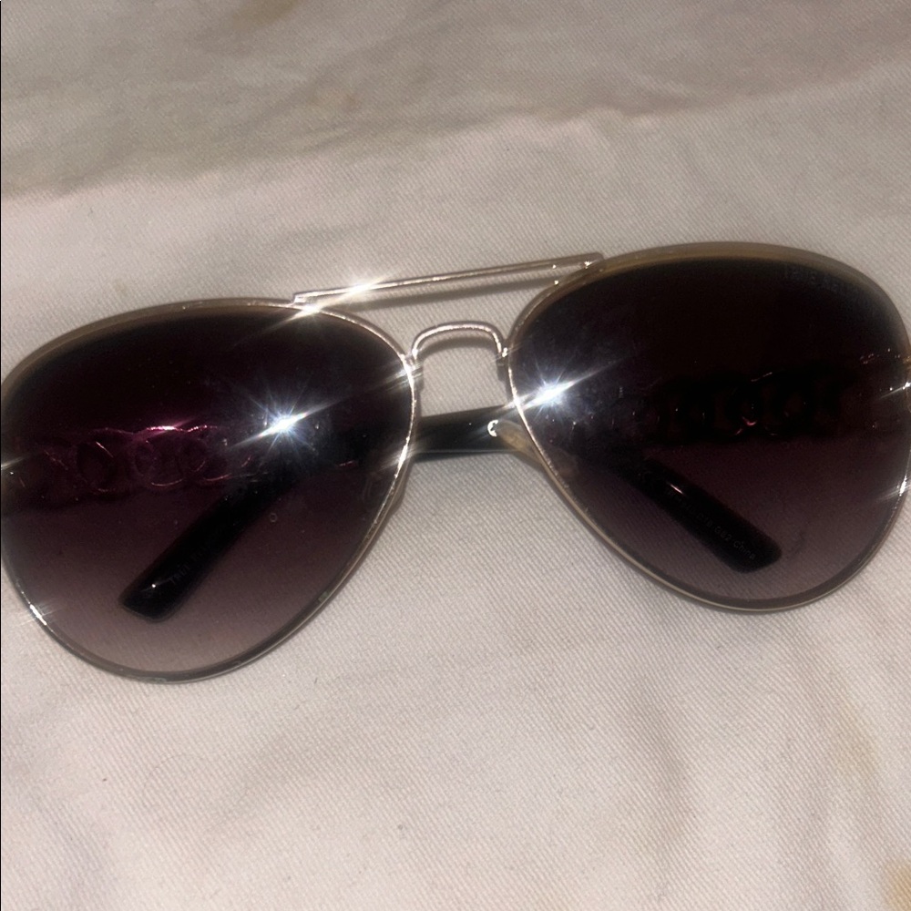 True Religion Black and Silver Aviator Sunglasses